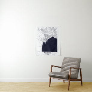 Tenture Carte de la ville d'Alicante Espagne