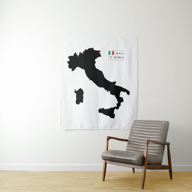 Tenture Carte de l'Italie et big data (En situation)