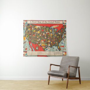 Tenture Carte de nourriture des Etats-Unis