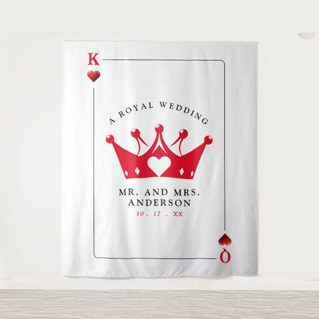 Tenture Carte de Poker King & Queen of Hearts Casino