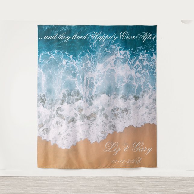 Tenture Carte de siège Mariage de photos de plage Imprimer (Devant)