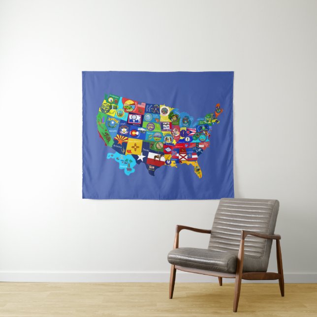 Tenture Carte des États-Unis (En situation (horizontale))