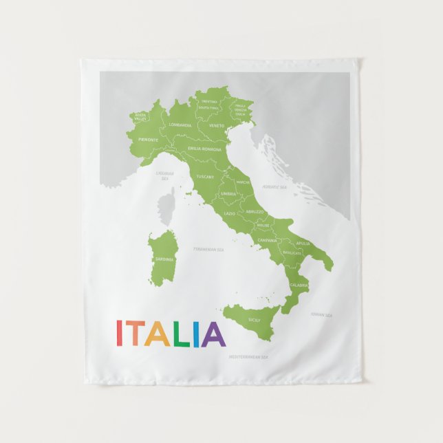 Tenture Carte des régions d'Italie (Devant)