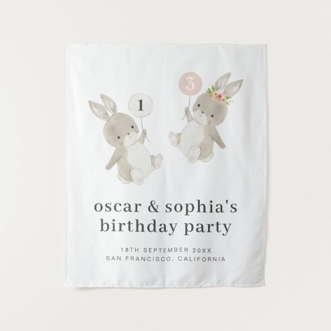 Tenture Carte d'invitation d'anniversaire conjointe pour g (Devant)