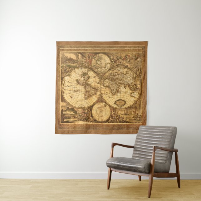 Tenture Carte du monde antique (En situation)