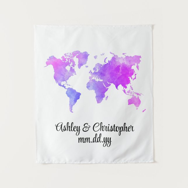 Tenture Carte du monde personnalisé Mariage Photo Booth We (Devant)