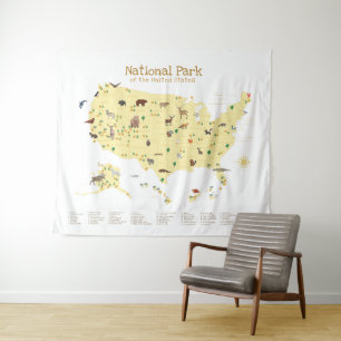 Tenture Carte du parc national Adventure Woodland Nursery