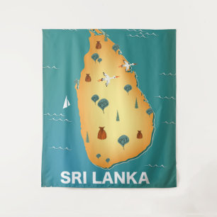 Tenture Carte du Sri Lanka affiche voyage