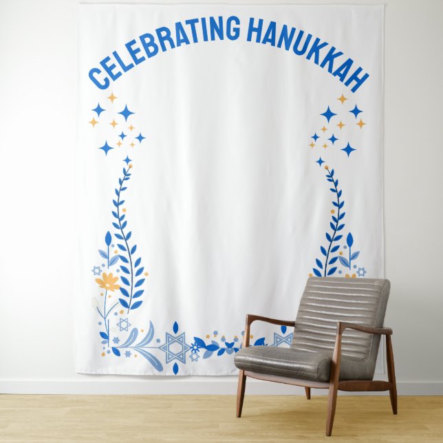 Tenture Carte HANOUKKA FAMILLE REUNION (En situation)