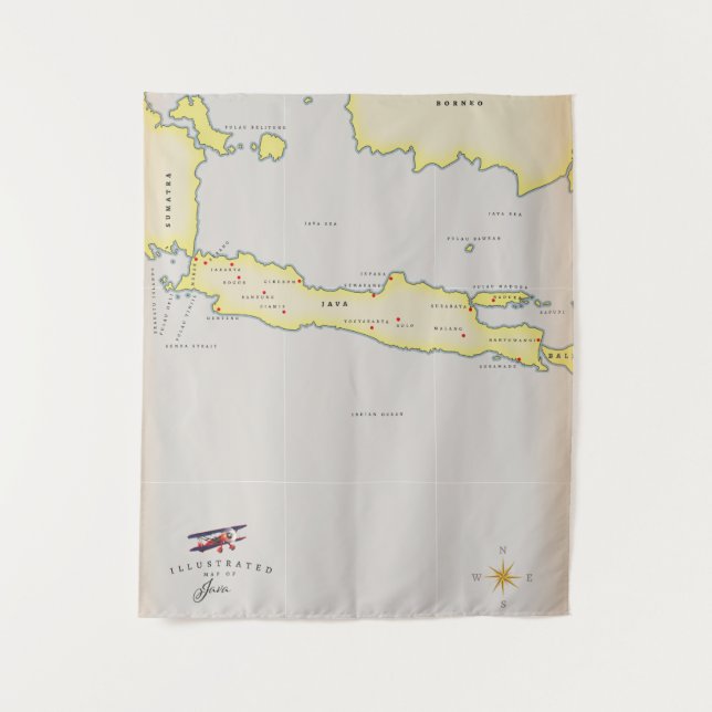 Tenture Carte illustrée de Java. (Devant)