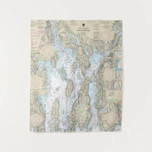 Tenture Carte marine de la baie Narragansett 13221