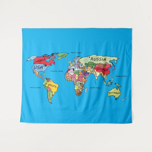 Tenture Carte mondiale (Devant (Horizontal))