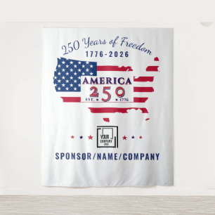 Tenture Carte patriotique américaine 250e drapeau de logo