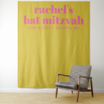Tenture Carte photo Bat mitzvah moderne rose jaune<br><div class="desc">Typographie moderne et audacieuse rose et jaune Bat mitzvah fond photo</div>