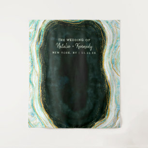 Tenture Carte photo turquoise Green Geode Mariage
