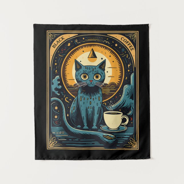 Tenture Carte Tarot de café noir Occulte (Devant)