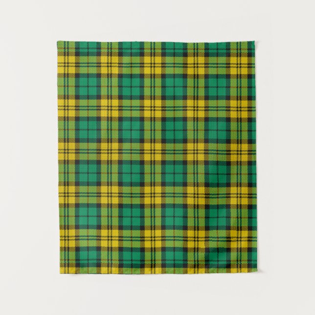 Tenture Carte Tartan Campbell Blackwatch jaune vert (Devant)