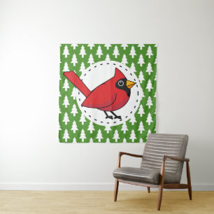 Tenture Cartoon Red Cardinal