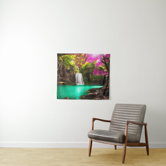 Tenture Cascade dans la forêt d'automne (En situation (horizontale))