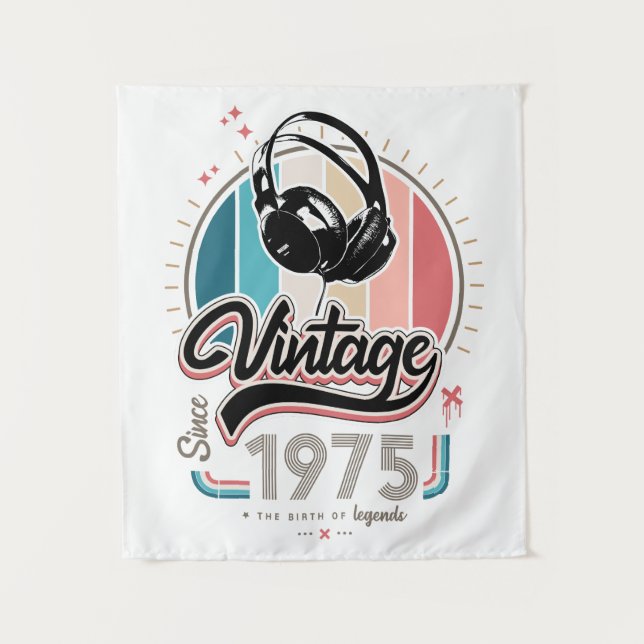 Tenture Casque audio vintage depuis 1975 (Devant)