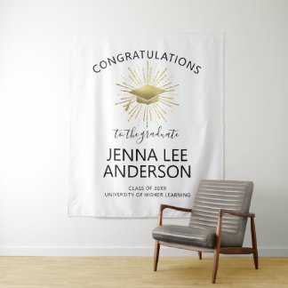 Tenture Casquette de remise des diplômes moderne en or ave