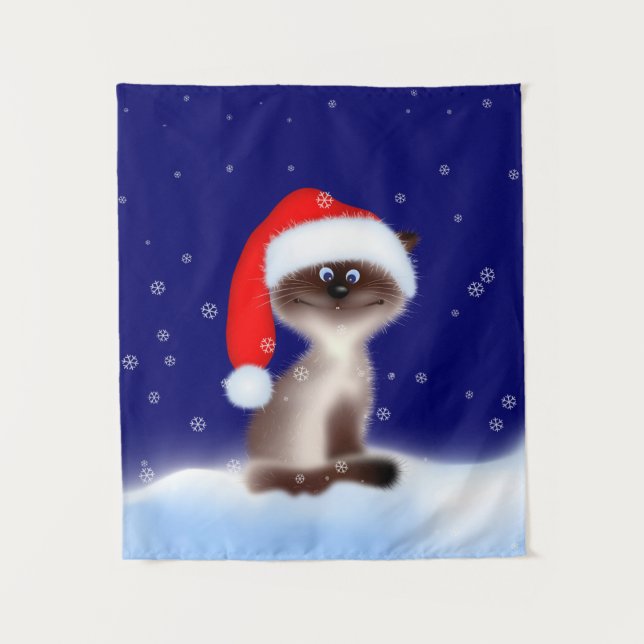 Tenture Cat à Santa Hat (Devant)
