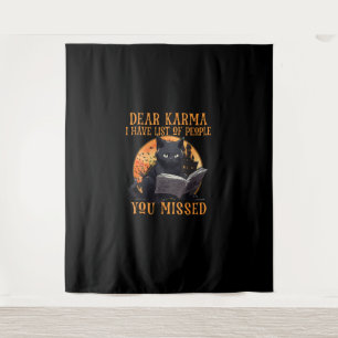 Tenture Cat Cher Karma J'Ai La Liste Des Personnes Que Vou