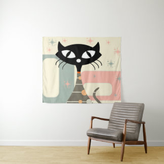 Tenture Cat du milieu du siècle moderne