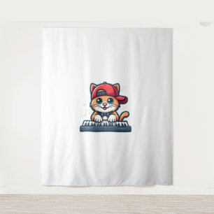 Tenture Cat Jouer Piano Design pour la musique et les Amou
