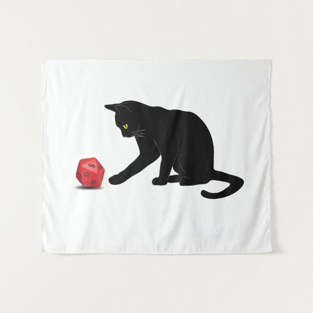 Tenture Cat Rolling Dice RPG Rôle Jeu Jeux Jeu Jeu Lov (Devant (Horizontal))