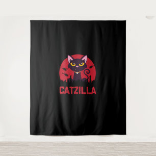 Tenture Catzilla Funny Chat Monster