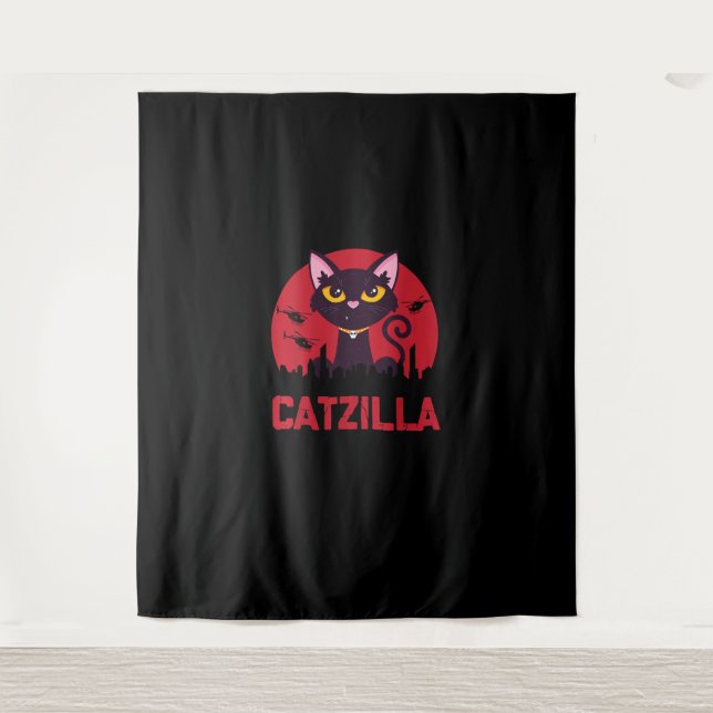 Tenture Catzilla Funny Chat Monster (Devant)