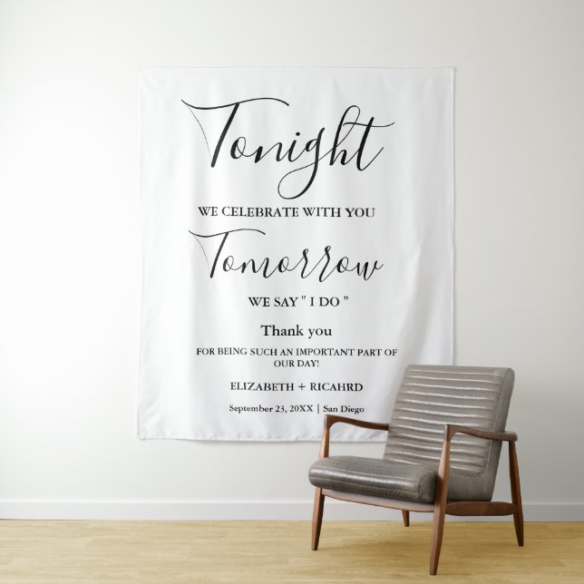 Tenture Ce soir, nous célébrons la répétition mariage sign (En situation)