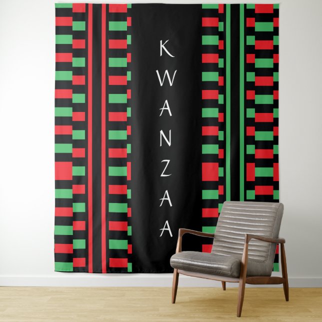 Tenture Célébration de Kwanzaa Red Black Green (En situation)