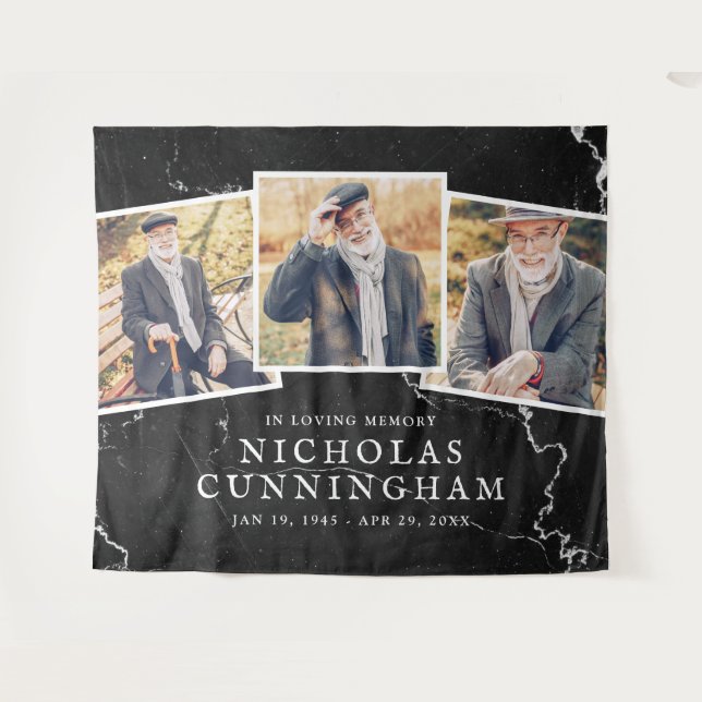 Tenture Célébration de la vie en marbre foncé Pierre trois (Devant (Horizontal))