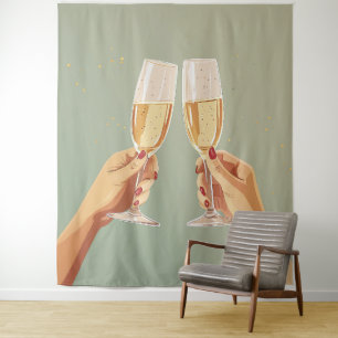 Tenture Célébration Toast au Champagne 