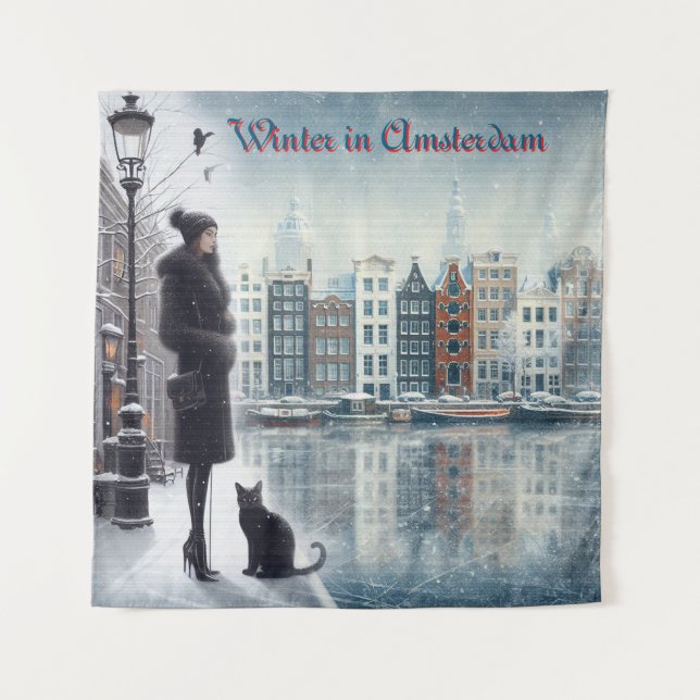 Tenture Célébrations d'hiver dans la neige, avec Kittens (Devant)