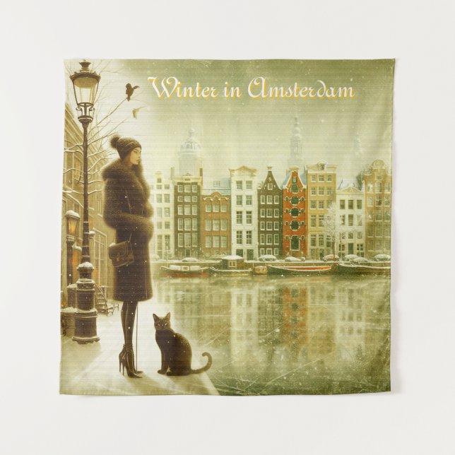 Tenture Célébrations d'hiver dans la neige, avec Kittens (Devant)