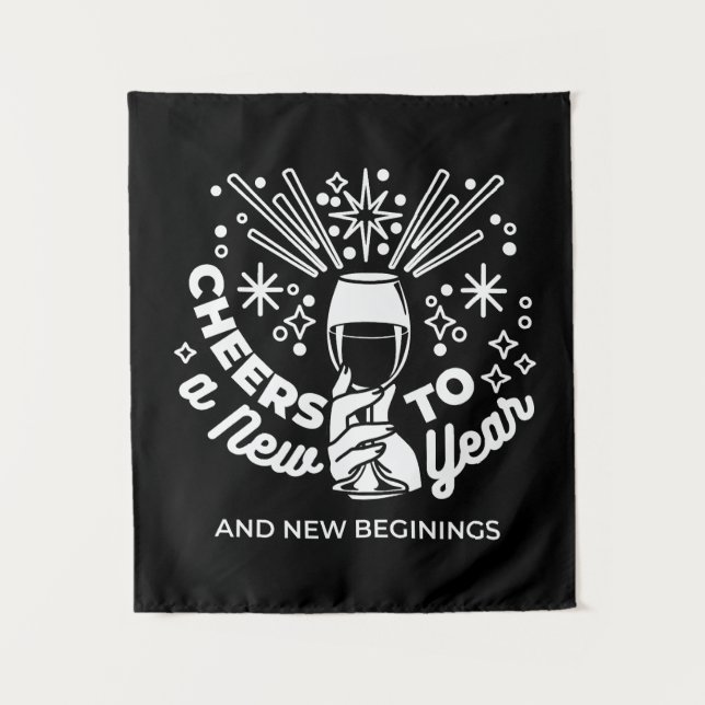 Tenture Célébrer les nouveaux débuts Vin Verre Illustratio (Devant)