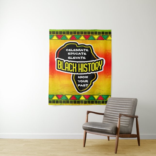 Tenture Célébrons l'histoire des Noirs avec la carte de l' (En situation)