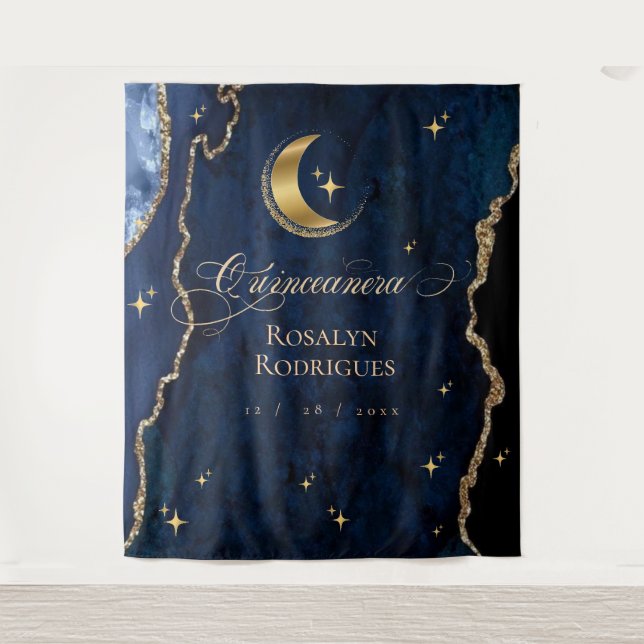 Tenture  Celestial Quinceanera Midnight Welcome Sign  (Devant)