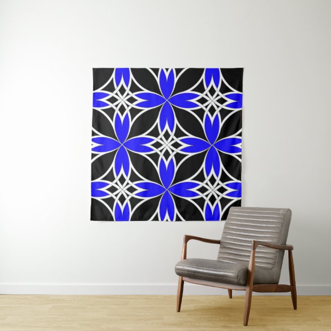 Tenture Celtic Miroir (Bleu Inversé) (En situation)