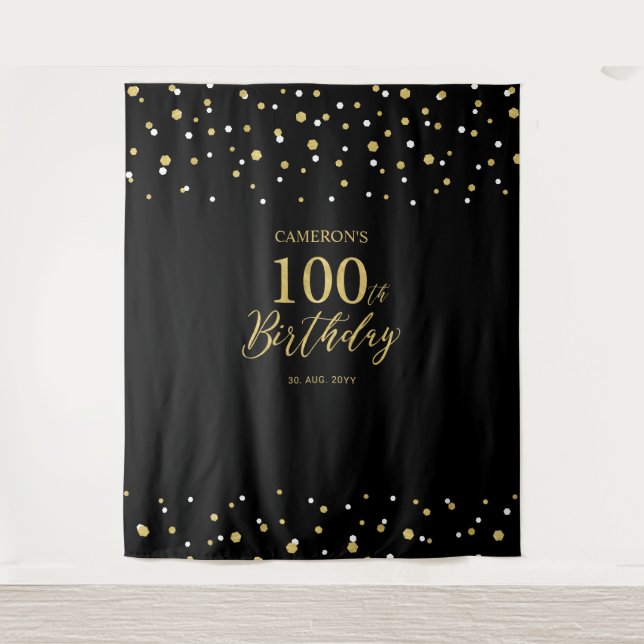 Tenture Cent Or & Noir Fond pour Fête des 100 ans d'annive (Devant)