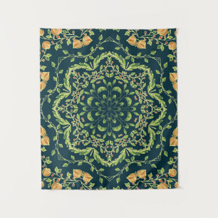 Tenture Cercle floral motif avec fleurs, branches, feuille
