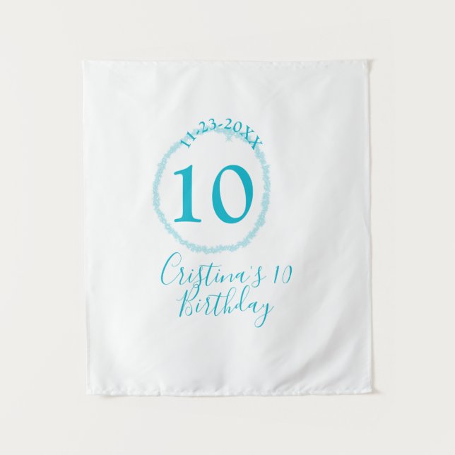 Tenture Cercle turquoise. Paillettes rondes 10e anniversai (Devant)