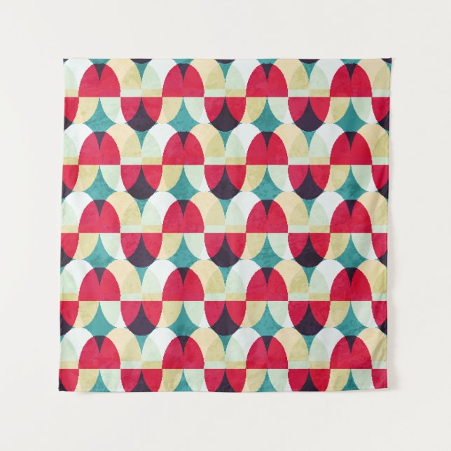 Tenture Cercle vintage, motif abstrait transparent. (Devant)