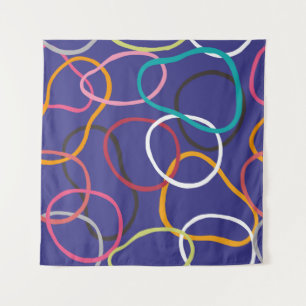 Tenture Cercles, bandes abstraites motif vintage sans cout