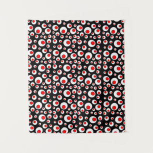 Tenture Cercles blancs rouges Motifs géométriques Abstrait