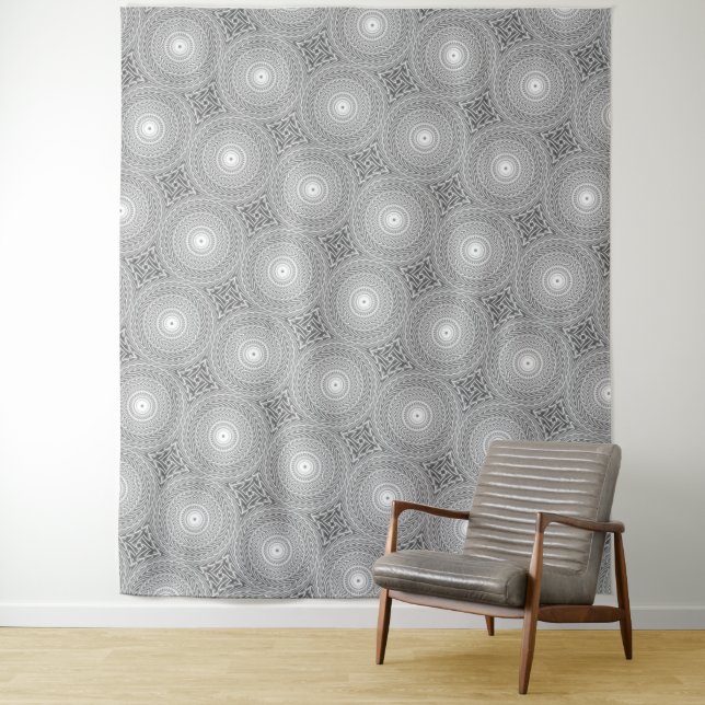 Tenture Cercles gris tourbillon motif (En situation)