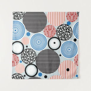Tenture Cercles multicolores, design motif graphique.